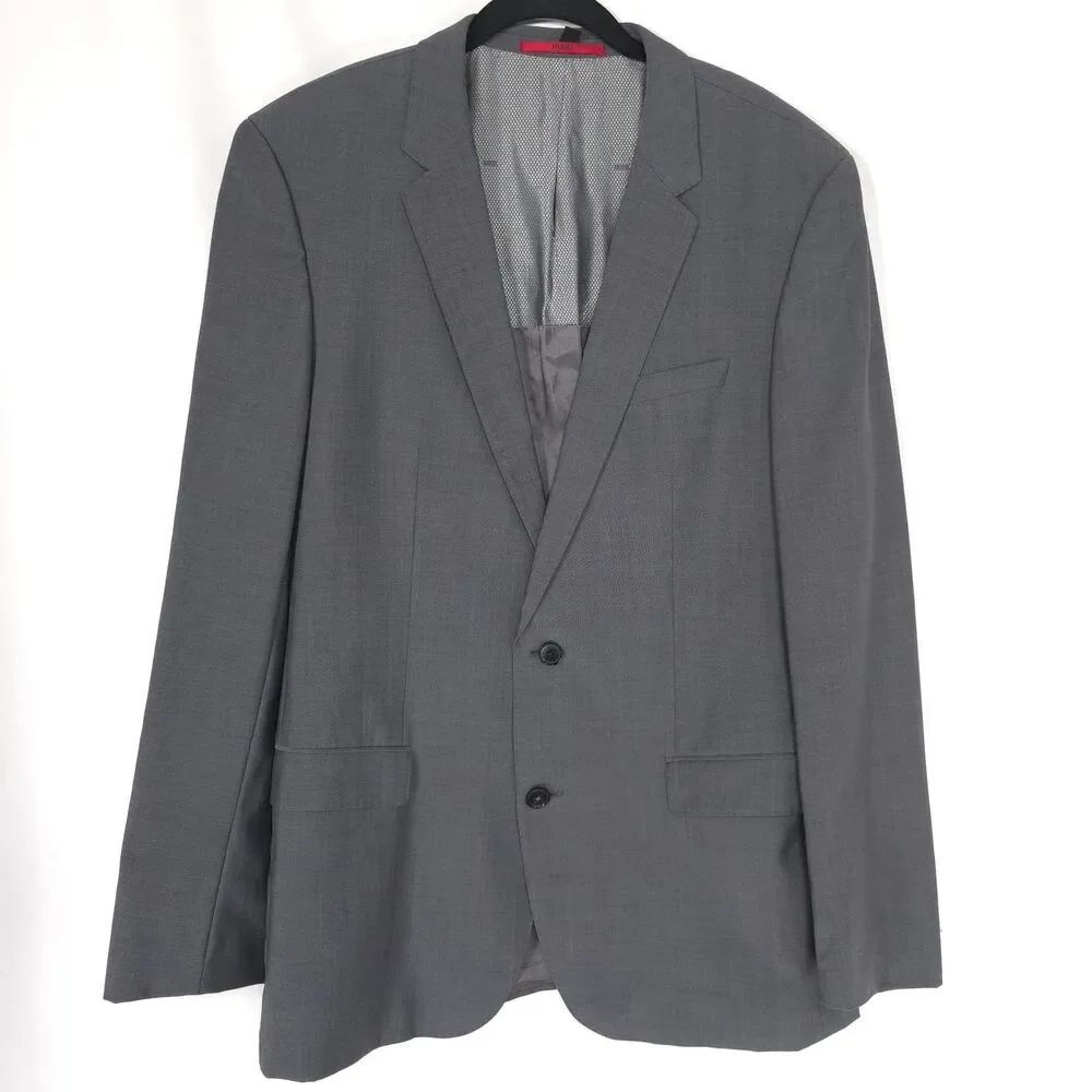 HUGO BOSS Men’s Sport Coat 44L Marzotto Italy Blazer Super 100‎ Gray Virgin Wool